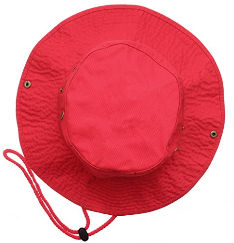 Summer Outdoor Boonie Hunting Fishing Safari Bucket Sun Hat with Adjustable Strap - color: Red, size: Large-X-Large