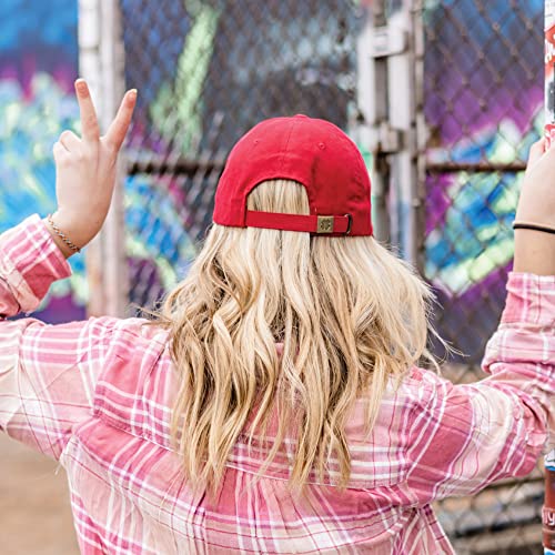 Lucky Brand Classic Cotton Adjustable | Dad Hat | Baseball Cap | Golf | Fishing | Low Profile | 5 Panel Design - color: 1990 Embroidered - Red