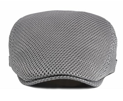 DIYDECAL Mens Breathable Mesh Summer Hat Adjustable Newsboy Beret Ivy Cap Cabbie Flat Cap - color: Light Grey