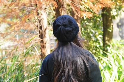 Thin Crochet Beanie Hat for Women Summer Winter Fall Mesh Slouchy Knit Hats Lightweight Crochet Caps - color: Black+khaki