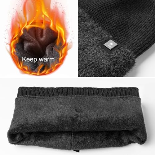 Ocatoma Beanie for Men Women Soft Knitted Cuffed Hat with Warm Lining - color: Grey