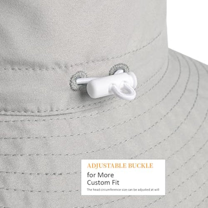 Baby Toddler Sun Hat,Boys Girls Adjustable Bucket Hat for Kids UPF 50+ Sun Protective Child Summer Beach Hats 0-5 Years - color: White & Gray -2pcs, size: 2-5T
