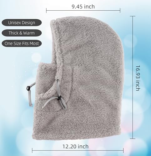 Connectyle Balaclava Hood Winter Hat for Men & Women Windproof One-Piece Fleece Hooded Scarf Ski Mask Cold Weather Hat - color: Light Grey