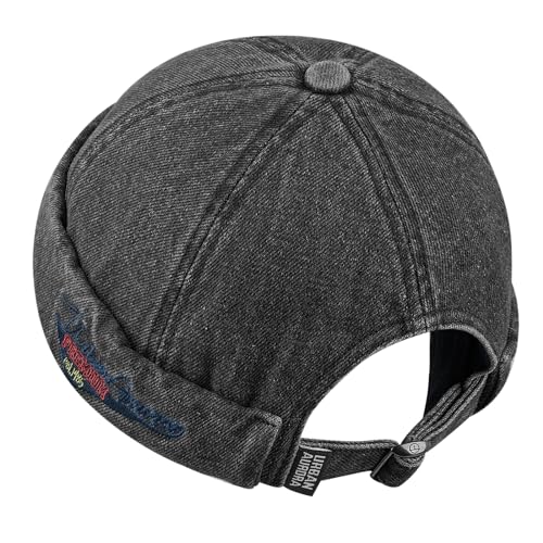 CLAPE Watch Cap Work Beanie Corduroy Docker Leon Brimless Hat Rolled Cuff Harbour Hat - color: Ct60-black