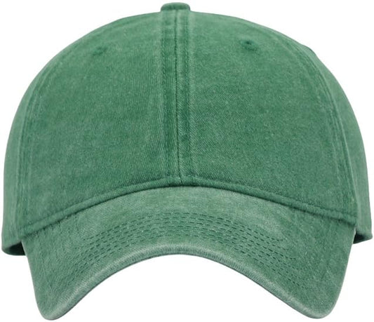 Vintage Washed Cotton Plain Baseball Caps Adjustable Unstructured Blank Casual Dad Ball Hats for Men Women, M/L/XL/XXL - color: Kelly, size: Medium-Large