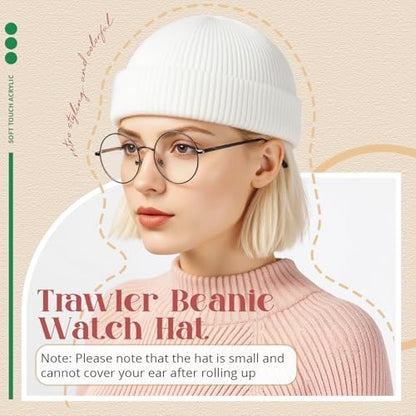 SATINIOR 4 Pieces Trawler Beanie Watch Hat Roll up Edge Skullcap Fisherman Beanie Unisex - color: Red, White, Grass Green, size: One Size