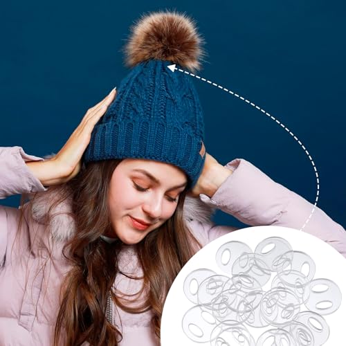 10pcs Acrylic Hat Pom Poms Buttons, 20mm Removable Knitted Hat Button, Oval Hollow Faux Fur Fastener Sewing Accessories for Crochet Knitting Beanies- Clear - color: Clear-B-10pcs