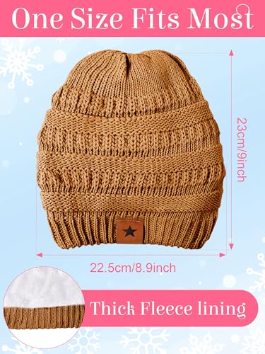 JaGely 8 Pieces Women Winter Hats and Gloves Set Women Warm Touchscreen Knitted Lined Gloves Winter Beanies - color: Army Green, Caramel,beige,red