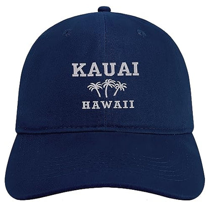 Trendy Apparel Shop Kauai Hawaii Embroidered Brushed Cotton Cap - color: Navy