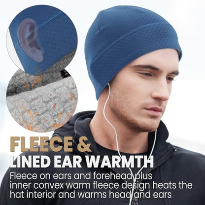 Skull Cap for Men Women Unidirectional Moisture Absorption & Sweat Wicking Quick-Dry Running Hat Beanie, Thermal Helmet Liner - color: Royal Blue