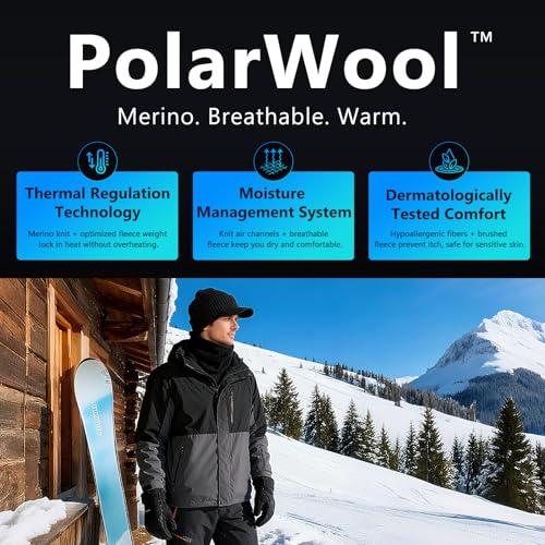 TOP-EX Merino Wool Winter Hats with Brim for Men Women Visor Beanie 68069 - color: Blue, size: Large