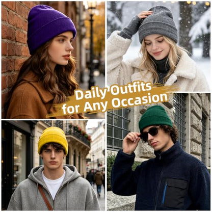 ZOORON Beanie for Men Women Slouchy Winter Beanie Hats Cuffed Skull Caps - color: 1pack-bright Yellow