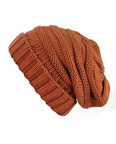 NYFASHION101 Slouch Wrinkled Beanie Cap Slouchy Skull Hat - color: Rust