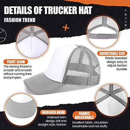 Tarpop 10 Pcs Sublimation Blank Trucker Hats Bulk - color: Grey and White