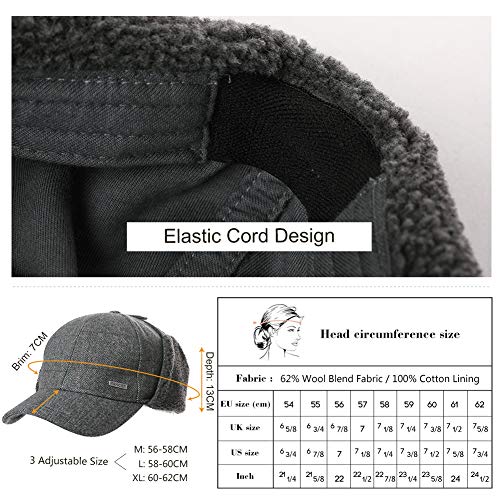 Jeff & Aimy Unisex Winter Earflap Trapper Hunting Ski Hat Baseball Cap 54-62CM - color: 99726#black, size: X-Large