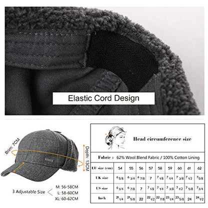 Jeff & Aimy Unisex Winter Earflap Trapper Hunting Ski Hat Baseball Cap 54-62CM - color: 99726#black, size: X-Large