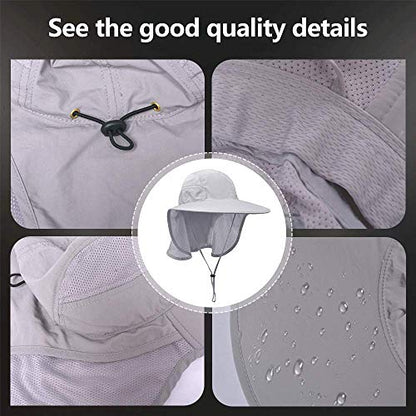 Unisex Outdoor Activities UV Protecting Sun Hats with Neck Flap - color: Khaki