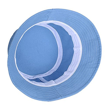 Unisex Cotton Packable Bucket Hat Sun Hat Plain Colors for Men Women - color: Blue