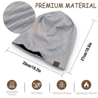 HAMUNI Slouchy Beanie for Men Women Soft Lightweight Chemo Headwear - color: Light Grey