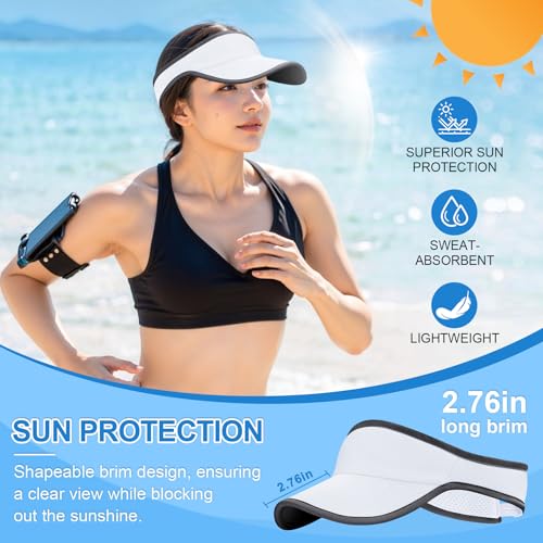 Sports Sun Visor for Men Women, Lightweight Soft Quick-Dry Visor Hat, Packable Tennis Golf Running Visor