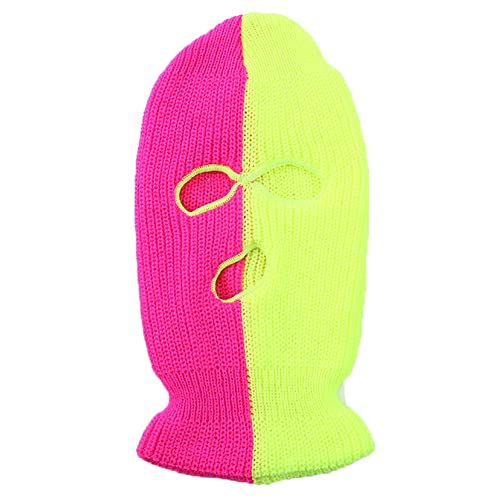 3 Hole Ski Mask Full Face Cover Balaclava Winter Windproof Cycling Accessories for Men Women - color: Rose Red-fluorescent Green