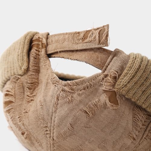 Distressed Brimless Docker Beanie Skull Cap Unisex Streetwear - color: Khaki