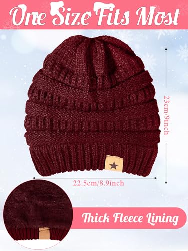 JaGely 6 Pcs Women Winter Beanie Hat Gloves Set Warm Knitted Hats and Touchscreen Gloves Lady Cold Winter Gifts for Christmas - color: Black, Pink, Red