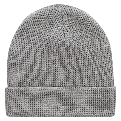 Waffle Knit Cuff Beanie - color: Heather Grey