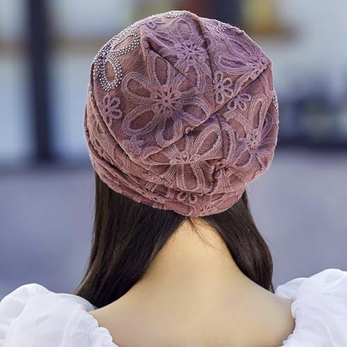 Crochet Slouchy Beanie Hat Turbans Headware for Women - color: Bea10 - Purple