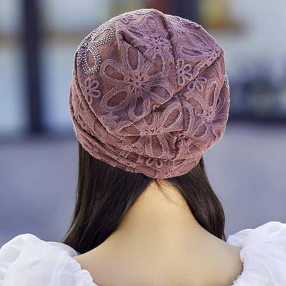 Crochet Slouchy Beanie Hat Turbans Headware for Women - color: Bea10 - Purple