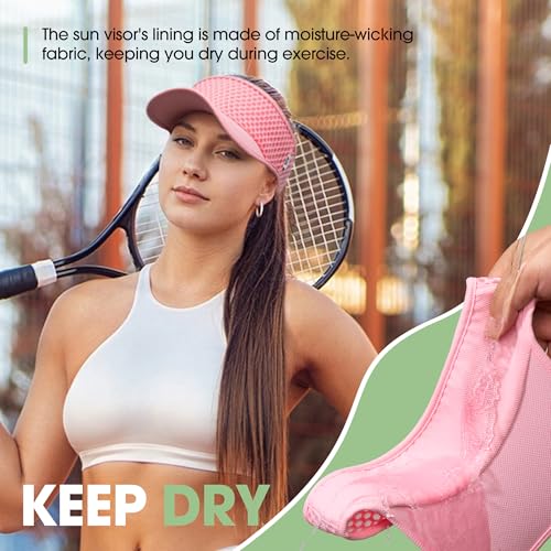 Breathable Mesh Sun Visor Lightweight Sport Hat for Men Women - color: Pink