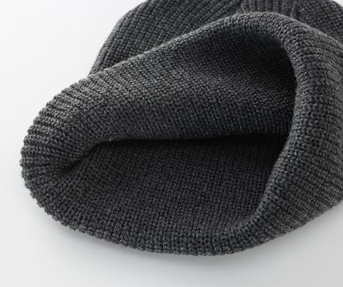 Connectyle 2 Pack Classic Cuffed Beanie Hat for Men & Women Warm Winter Knit Hat Thick Beanies Skull Cap Acrylic Watch Cap - color: Black+dark Grey