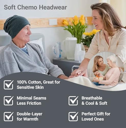 JarseHera 100% Cotton Slouchy Beanie for Women Men Soft Chemo Headwear Set - color: 2 Pcs,dusty Pink+pink