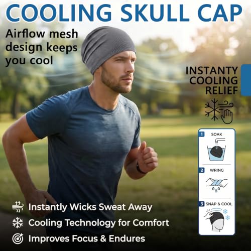 2 Pack Cooling Skull Cap for Men Women, 3D Mesh Sweat Wicking Beanie - color: Black+dark Gray