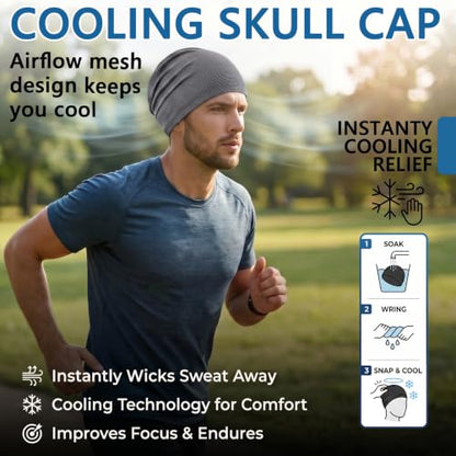 2 Pack Cooling Skull Cap for Men Women, 3D Mesh Sweat Wicking Beanie - color: Black+dark Gray