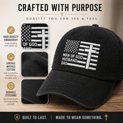 Man of God Husband Dad Embroidered Hat Camping Caps for Women - color: Man of God Husband Dad 1