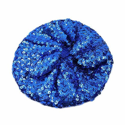 JUMISEE Sparkly Sequin Berets for Women Girls Fashion Beanie Hat Costume Accessories for Festival Party Dance - color: Blue