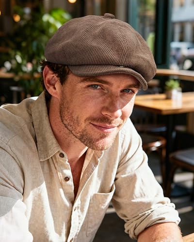 Croogo Baker Boy Newsboy Cap Beret Hats Adjustable Cabbie Apple Hat for Men - color: Bl45-brown