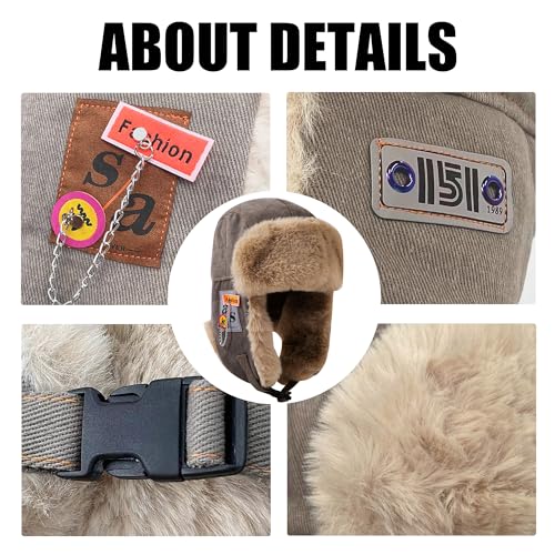 Croogo Trapper Hat Winter Hats for Men Trooper Russian Warm Hat with Ear Flaps Women Ushanka Fur Hat Windproof Ski Hat - color: Pl10-gray