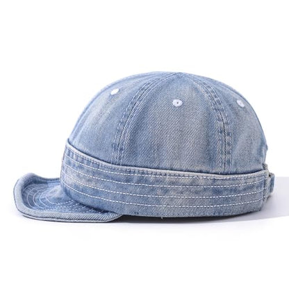 Denim Short Brim Hats for Men Women Stylish Short Bill Baseball Cap Soft Flat Brim Snapback Trucker Hat Cadet Cap - color: Mg-dym2574-light Blue