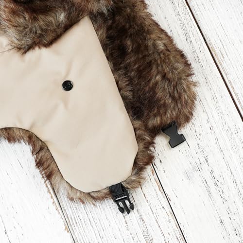 ONWAY Trapper Hat Winter Hats for Women Men with Faux Fur Ear Flaps - color: Beige