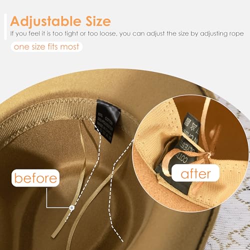 Western Cowboy Hat Felt Wide Brim Women Men Cowgirl Hats - color: X-beaded -Khaki