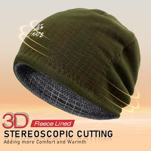 Lvaiz Winter Beanie for Men Women Warm Fleece Lined Reversible Skull Cap - color: Grey+dark Green