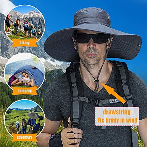 HUAMULAN Men Wide Brim Sun Hat Summer Outdoor Women Bucket Fishing Hats - color: A4-darkgray