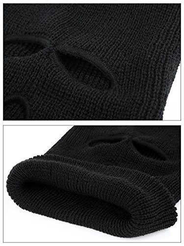 WILLBOND 2 Pieces Knitted Full Face Cover 3 Hole Mask Winter Balaclava Face Cover - color: Aterrimus, size: One Size