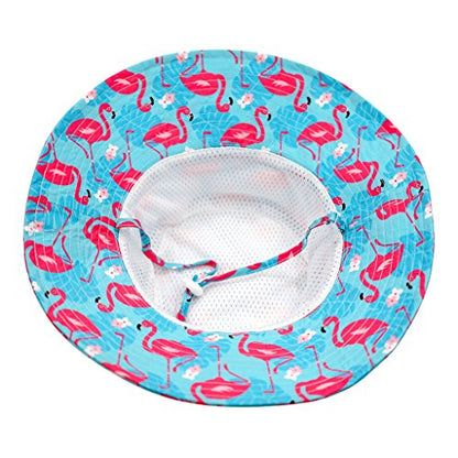 Home Prefer UPF50+ Wide Brim Sun Hat Boys Girls Sun Protection Hat Zoo Beach Swim Safari Bucket Hat for Baby Toddler Kid - color: Flamingo, size: 3-6 Months