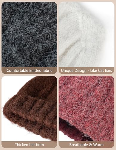 fauson Winter Hats for Women - Knitted Thermal Beanie for Women Skull Cap Womens Winter Hat Valentines Day Gifts for Her - color: Grey