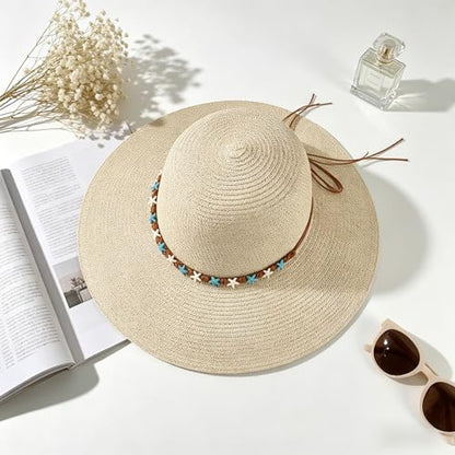 MILAKOO Straw Mesh Buckle Hat Ribbon Bow Cap Strap Foldable Roll Up Cap Sun Protection Hat for Travel - color: 02 Beige