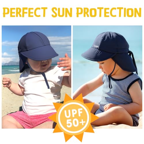 Baby Sun Hat with Breathable Mesh, UPF 50+ Boys Girls Toddler Swim - color: Navy Blue, size: 0-6 Months