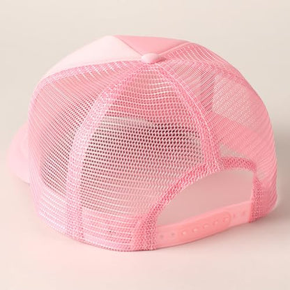 MIRMARU 5 Panels Blank Foam Front Two Tone Solid Trucker Mesh Back Baseball Cap with Adjustable Snapback Strap - color: Solid-light Pink